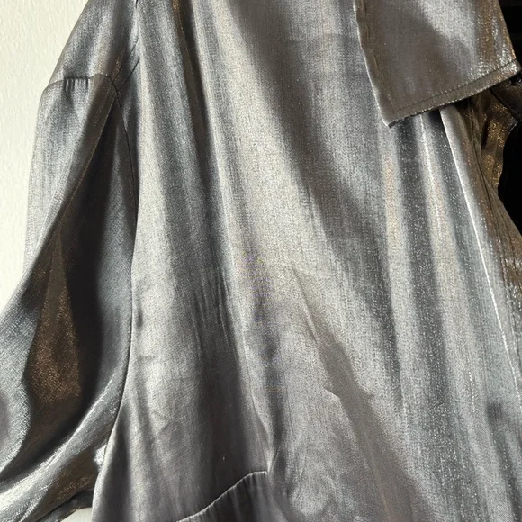 Silver Long Sleeve Button-Down Duster - Picture 6 of 8